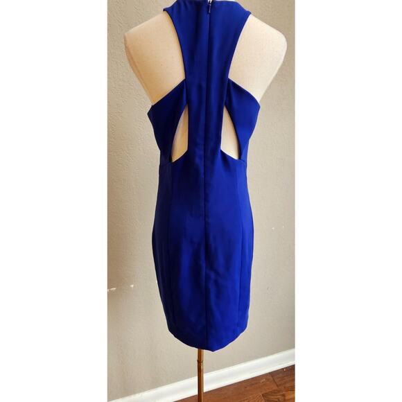 JAY GODFREY Viola Dress Cobalt Blue Cutout Back Cocktail Holiday Mini Dress Sz 6 - Picture 3 of 5